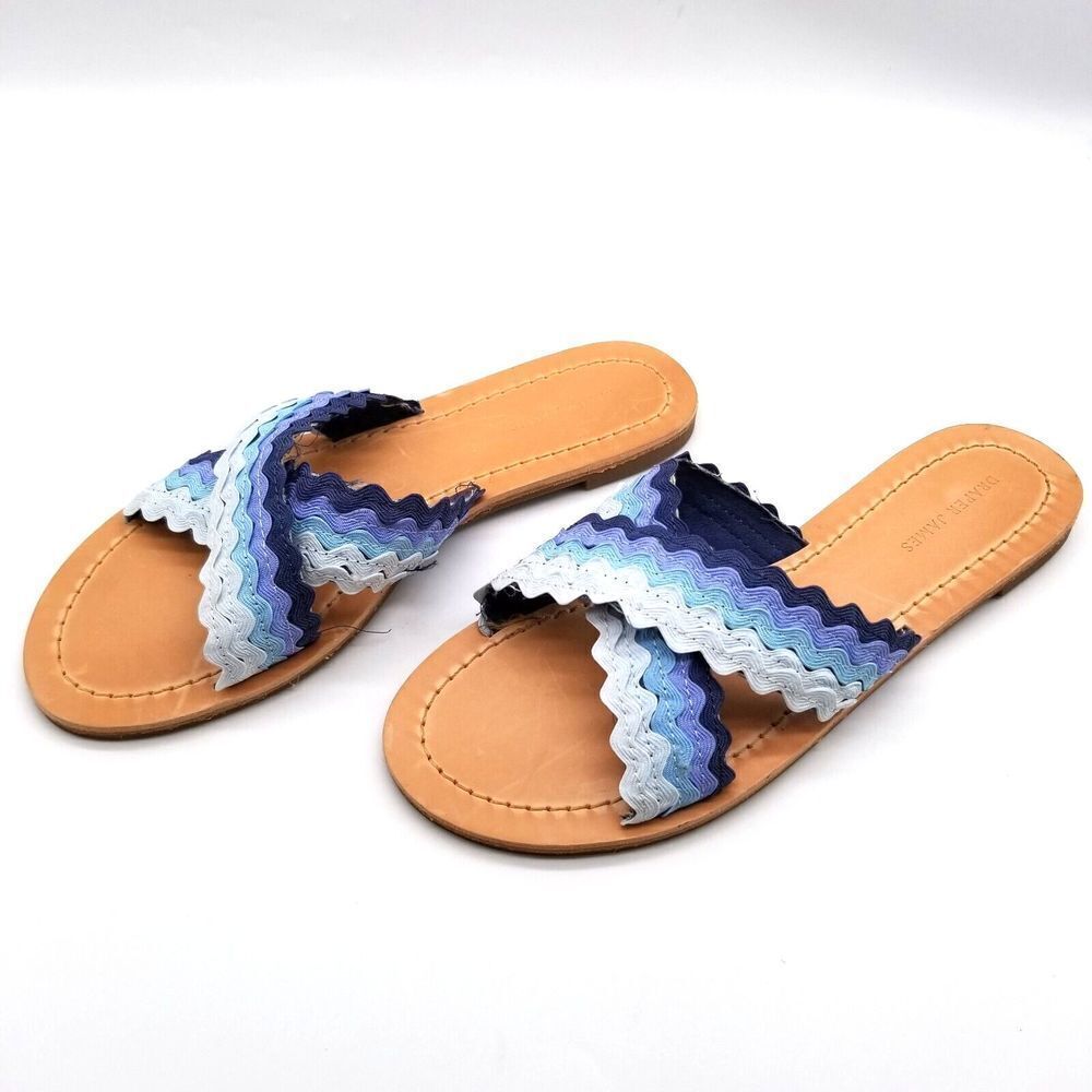 Draper James Women Piper Flat‎ Slide Sandals Size 7 Fabric Ombre  Blue